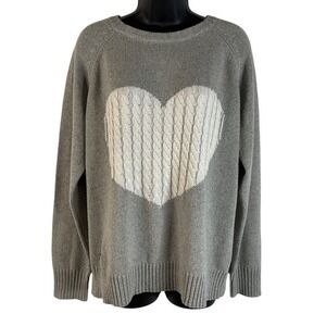 Simply Southern Gray & White Heart Cable Knit  Pullover Sweater Women's Size XXL
